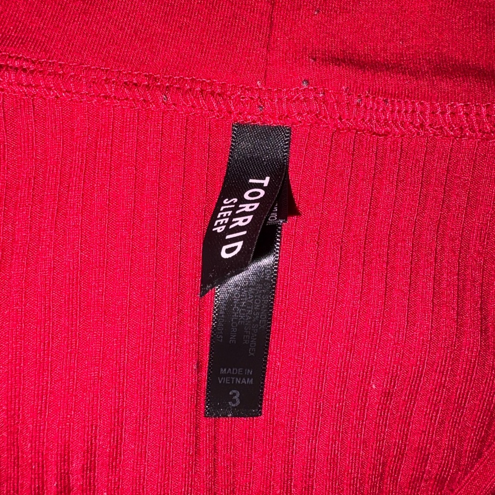 Torrid Sleep Ribbed Lounge Set – Red & Cream Stripes (Top 2, Bottoms & Jacket 3) - Picture 14 of 14